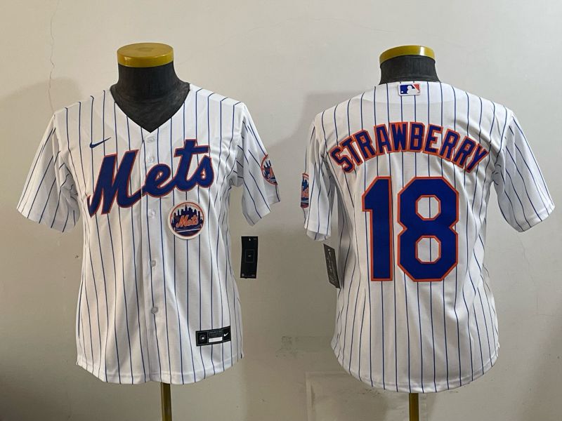 Youth 2026 New York Mets #18 Strawberry White Stripe Game Nike MLB Jersey style 05->customized nhl jersey->Custom Jersey